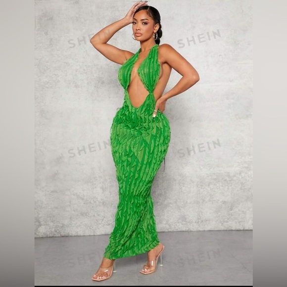 SHEIN SXY Cut Out Tie Backless Halter Dress Size M - Picture 2 of 4